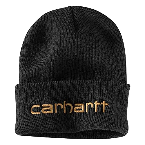 trendy jackets winter Carhartt 104068 Men's Knit Insulated Logo Graphic Cuffed Beanie