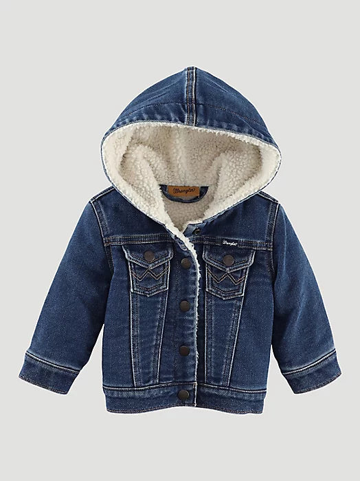 women’s stylish parkas WRANGLER LITTLE GIRL'S SHERPA LINED HOODED DENIM JACKET