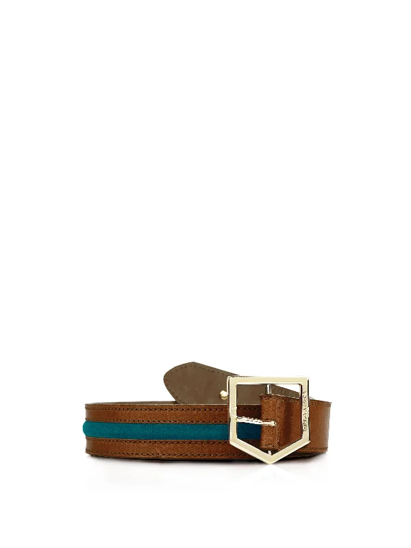 women’s wool outerwear Hampton Belt - Tan & Ocean (Store Exclusive)