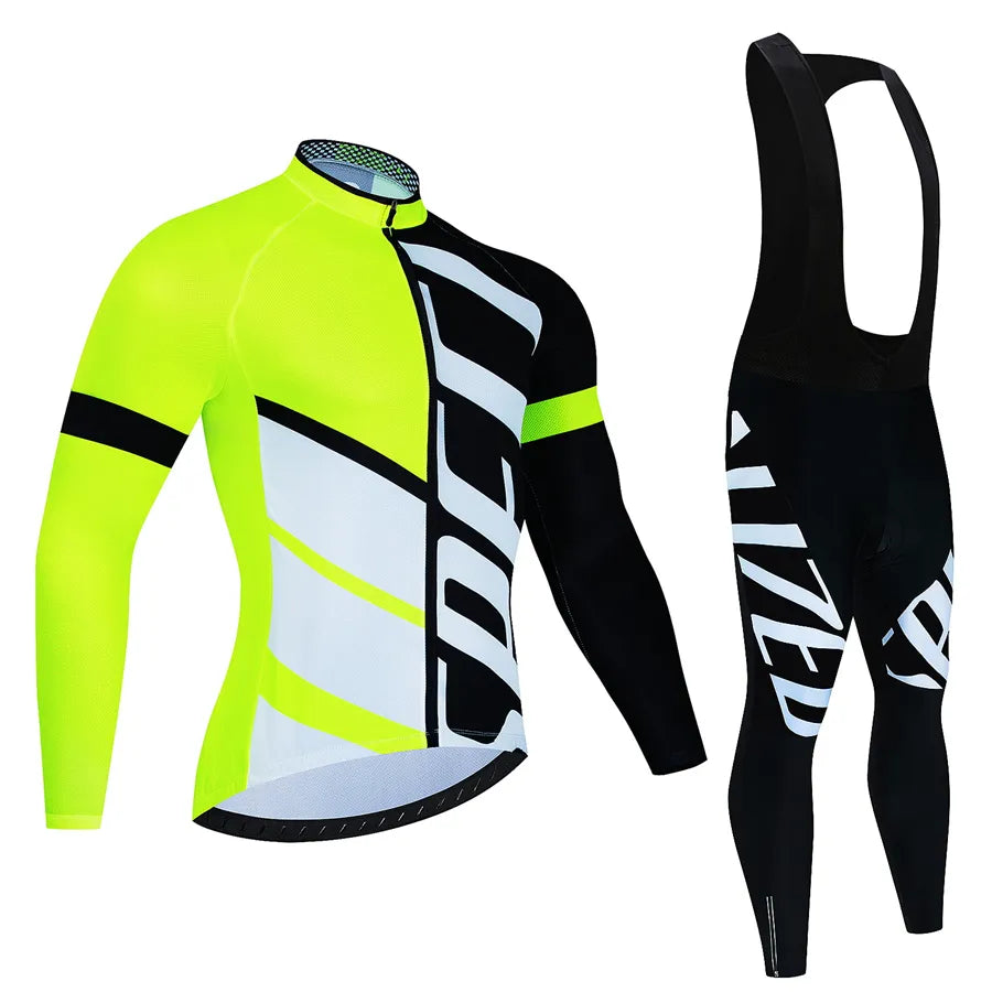 Winter Sportswear Sets Team Thin Long Sleeve Cycling Jersey Set Ropa Ciclismo Men Bicycle Clothing Suit Jerseys Road Bike Uniform