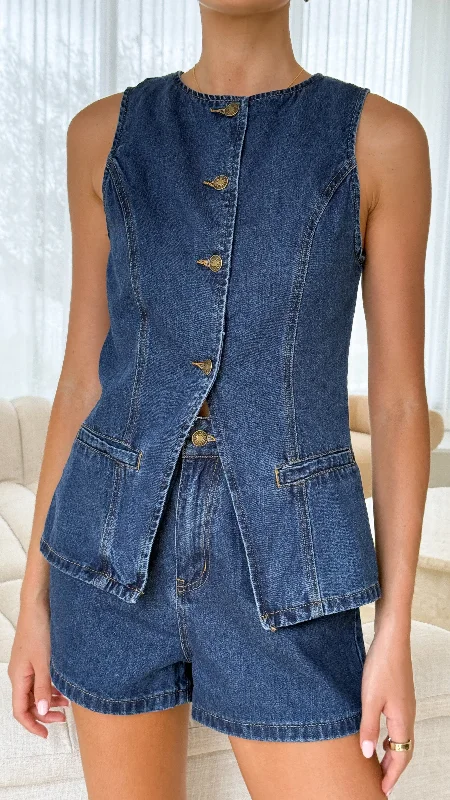 Stylish Outfit Sets Cairo Denim Vest - Dark Mid