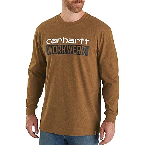 trendy puffer outerwear Carhartt 104431 Men's Relaxed Fit Heavyweight Long-Sleeve Workwear Graphic T-Shirt