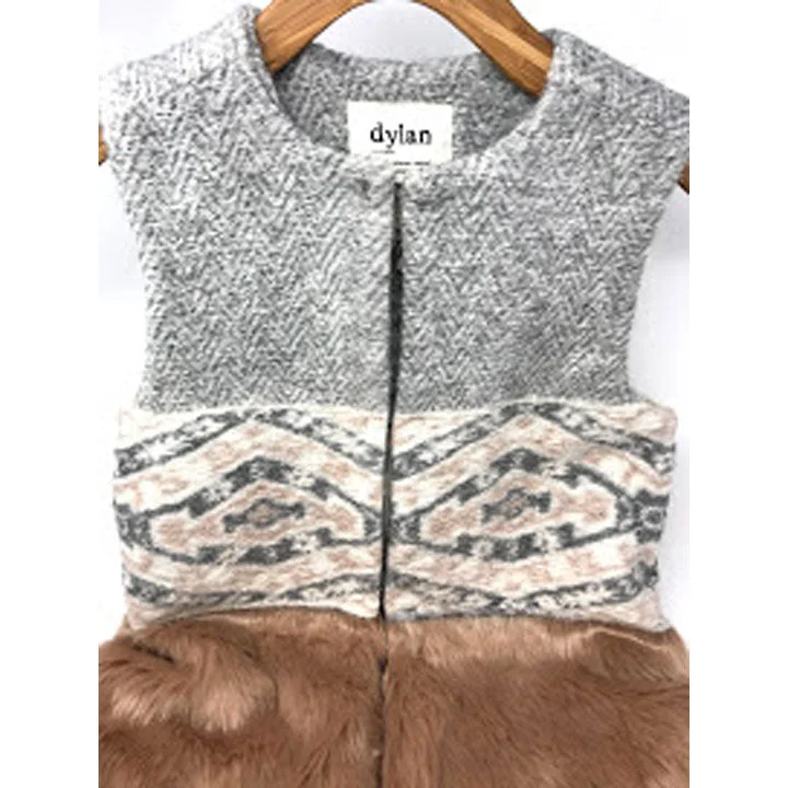 best affordable outerwear for women Dylan Heather Melange Tweed Blanket Fur Vest Womens