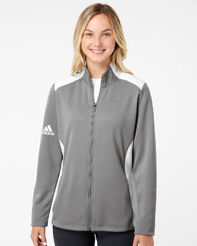 stylish warm jackets Adidas Women's Textured Mixed Media Full-Zip Jacket A529