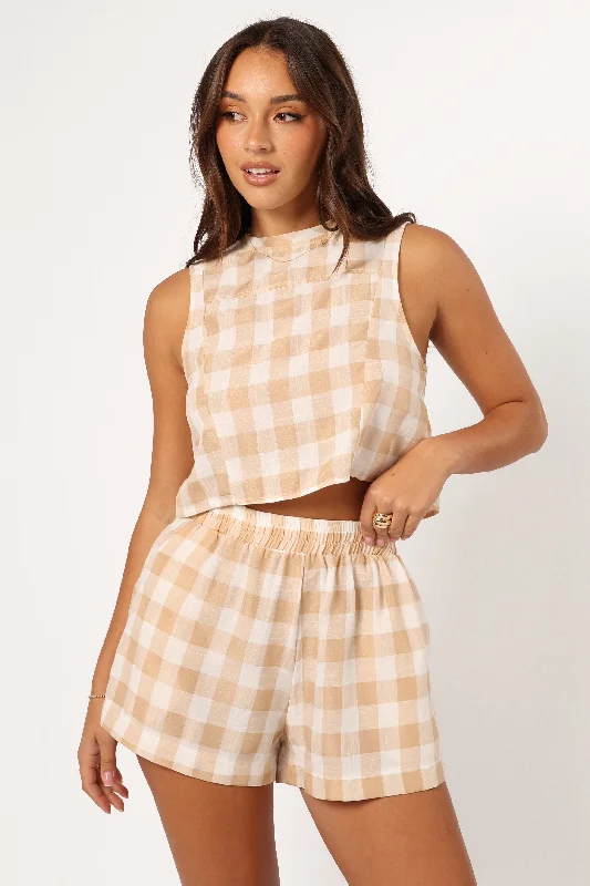 Smart Sets Jemmy Top - Beige Check