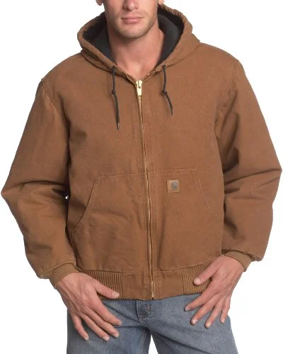 weather-resistant winter coats Carhartt 104050 Men's Big & Tall Quilted Flannel-Lined Sandstone Active Jacket