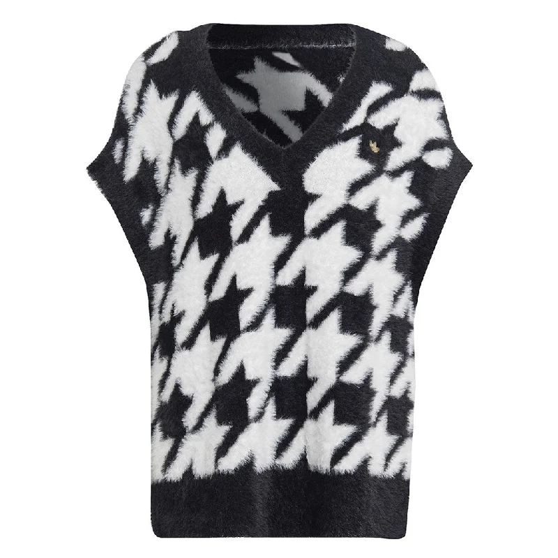 casual warm outerwear women adidas - Women's Houndstooth Vest (IB8613)