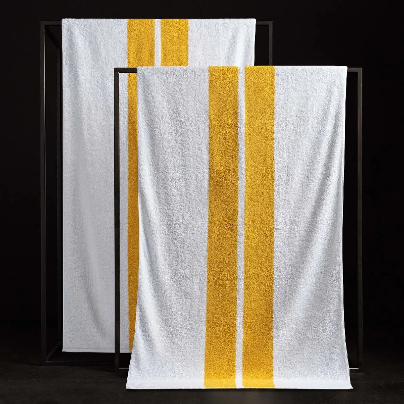 Chic party dress collections Top Double Stripe Beach Towel - White/Crocus Yellow