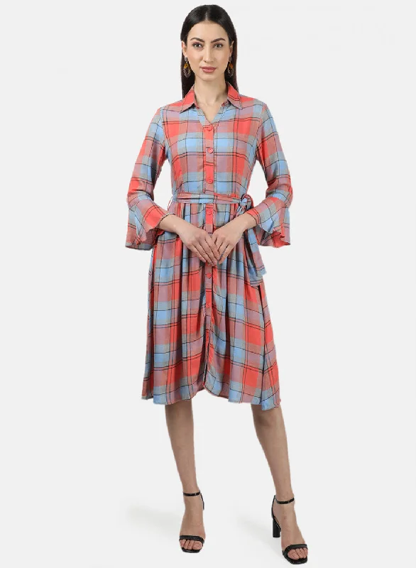 holiday jumpsuits & dresses for women Womens Multi Color Check Dress