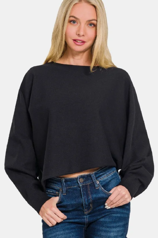 Pullover wool sweaters Asymmetric Hem Long Sleeve Sweater