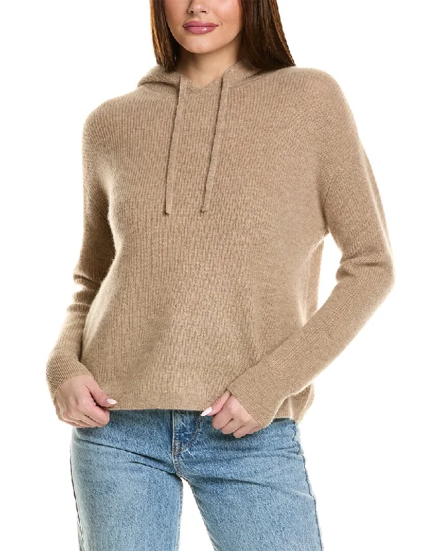 Fashion sweater styles Magaschoni Half Cardigan Stitch Rib Cashmere Pullover