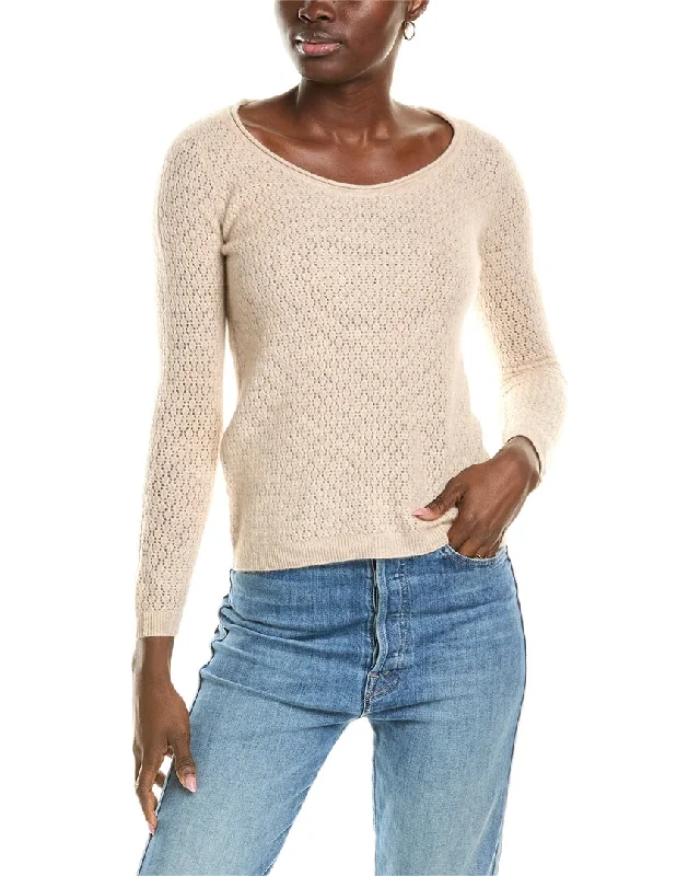 Cozy winter sweaters Sofiacashmere Pointelle Scoop Neck Cashmere Sweater