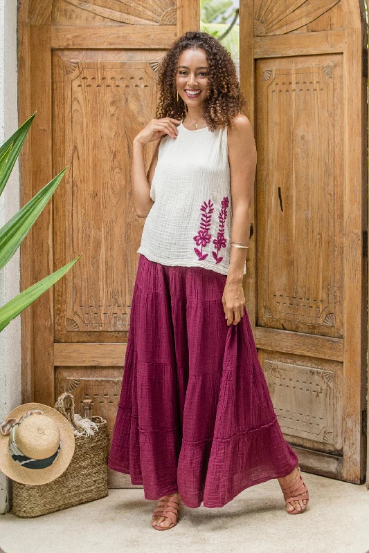 flattering summer dresses & jumpsuits A Day Out in Mulberry Thai Cotton Double Gauze Skirt