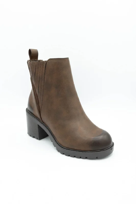 Elegant fashion for women Top Soda Wisely Lug Booties for Women in Brown | WISELY-S BROWN