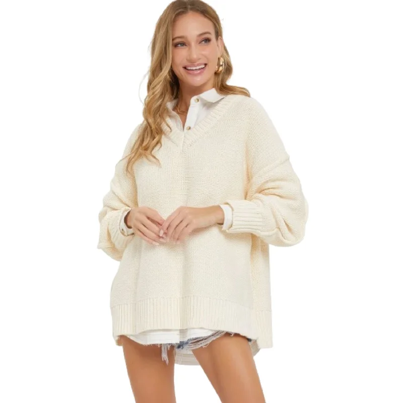 Relaxed women’s sweaters V Neck Oversized Sweater