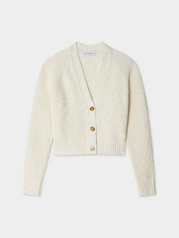 Cold-weather sweaters for women Cotton Linen Button Cardigan In White