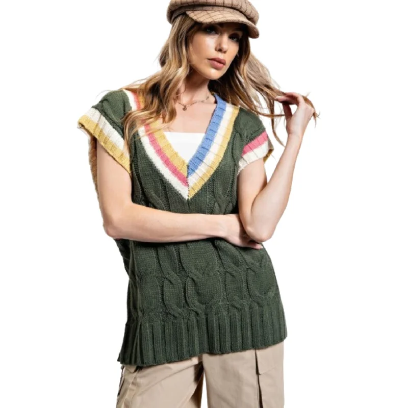 Fashionable winter pullovers Multi Color Knitted Sweater Vest