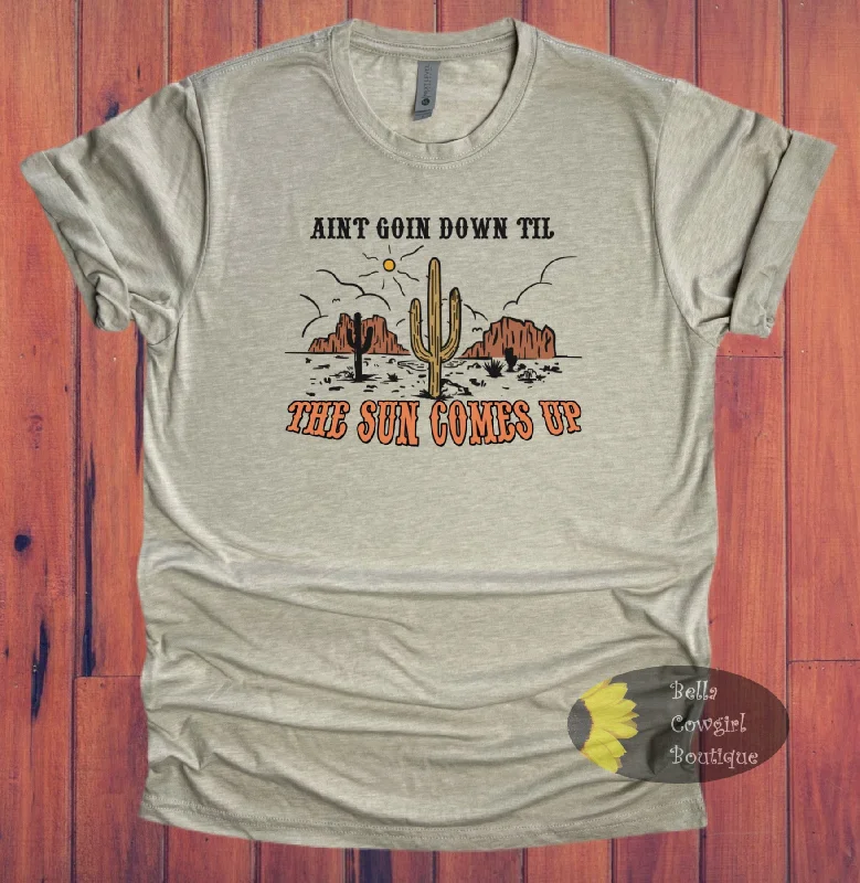 Women’s relaxed graphic T-Shirts Ain't Going Down Til The Sun Comes Up Country Music T-Shirt