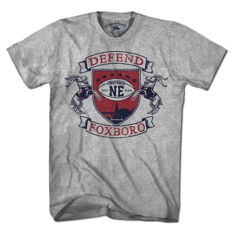 Women’s empowering cotton tees Defend Foxboro Football Shield T-Shirt