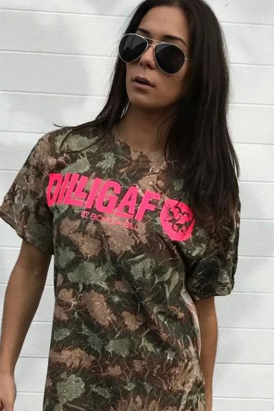 Women’s white graphic T-Shirts Dilligaf Signature Camo Tie-Dye