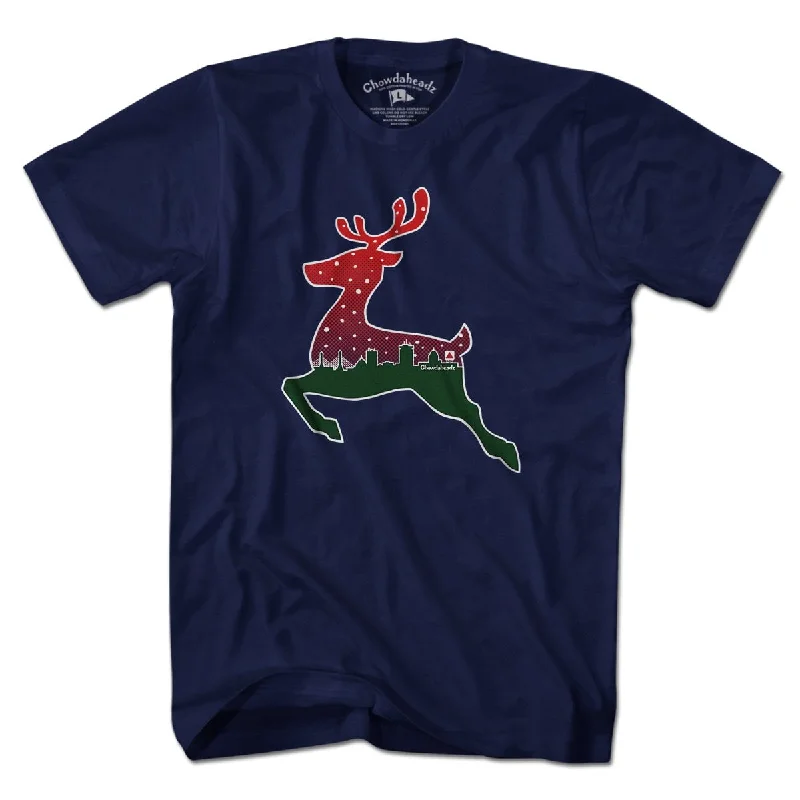 Women’s high-quality T-Shirts Boston Reindeer Skyline T-Shirt