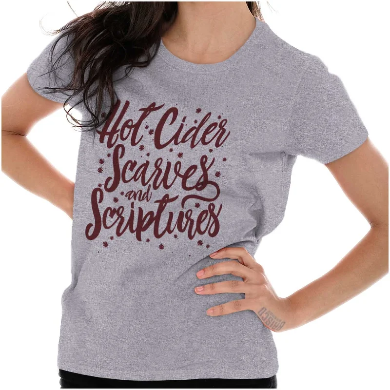 Women’s sporty graphic tees Cider Scarves Scriptures Ladies T Shirt