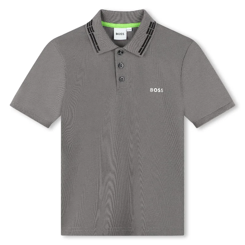 Top dresses for winter parties Top Gray Logo Polo