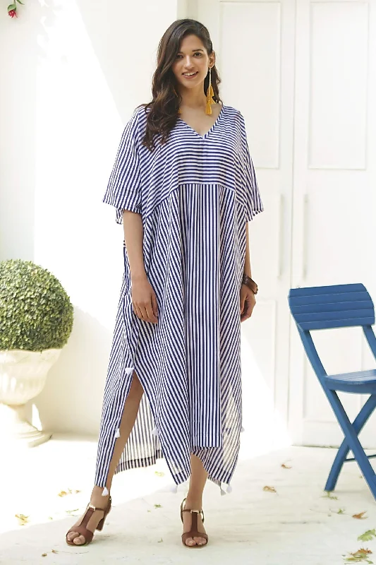 cozy fall dresses & jumpsuits Delhi Stripe Relaxed Striped Cotton Caftan Dress