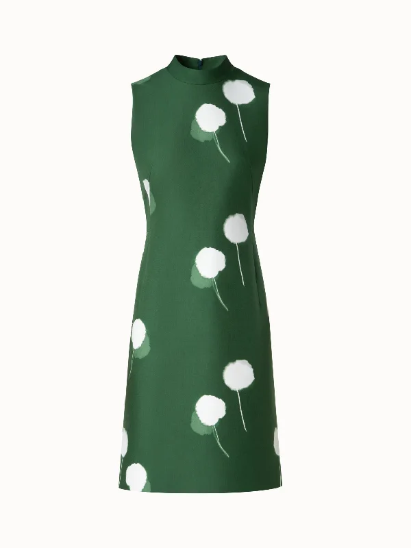 simple but chic dresses & jumpsuits Sheath Dress in Cotton Silk Double-Face with Dandelion Print