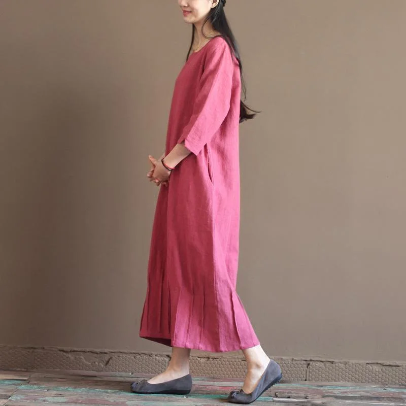 playful dresses & jumpsuits for kids Pink New linen maxi dresses long sleeve spring caftan dress