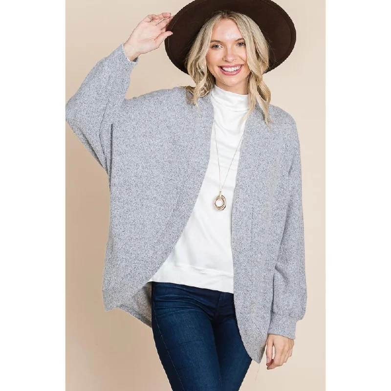 Vibrant-colored sweaters Two Tone Open Front Warm And Cozy Circle Cardigan With Side Pockets