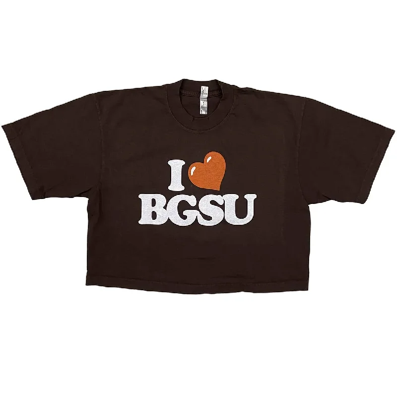 Women’s fun cotton tees I Love BGSU Cropped Shirt