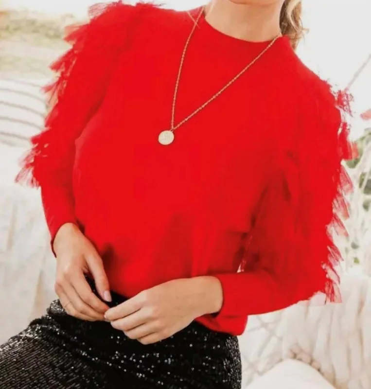 Soft cardigans for winter Lace Detail Sweater In Red