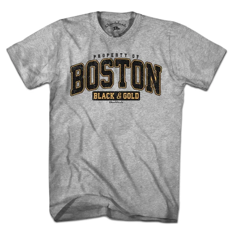 Women’s rainbow T-Shirts Property of Boston Black & Gold T-Shirt