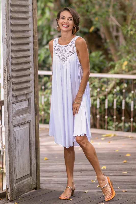 formal dresses & jumpsuits for parties Drifting Clouds in White Hand Embroidered White Cotton Dress