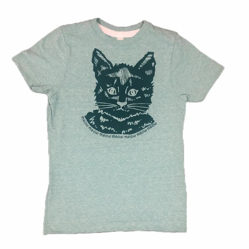 Women’s graphic arts tees Meow Cat T-Shirt - Seaside Green (Youth)