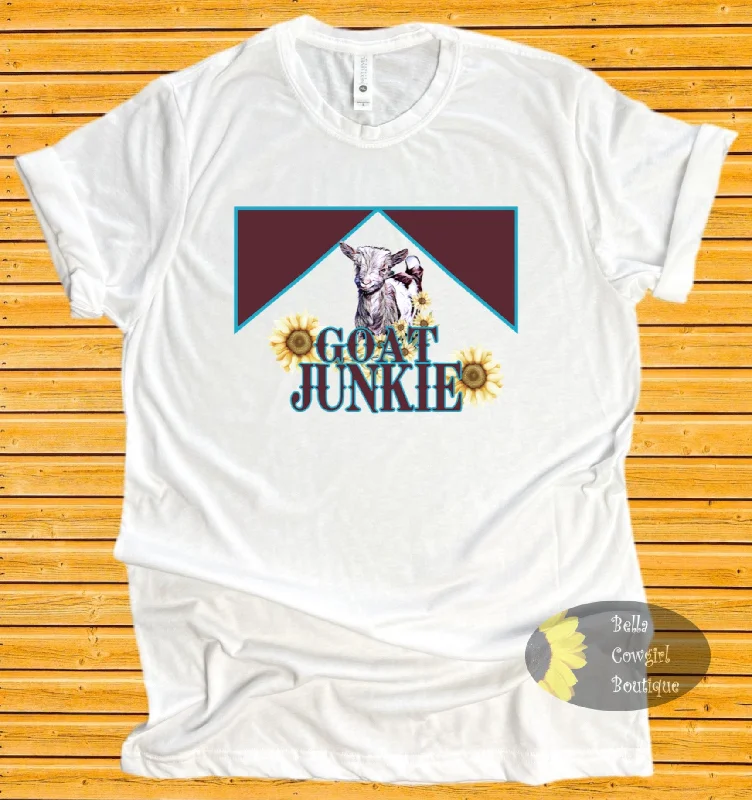 Women’s text print T-Shirts Goat Junkie Farmhouse Goat Lover T-Shirt