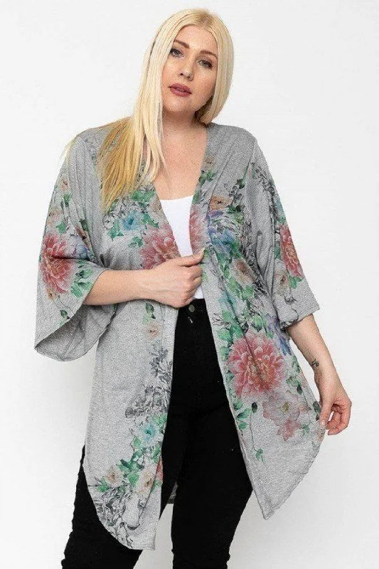 Women’s cozy pullovers Floral Print, Long Body Cardigan