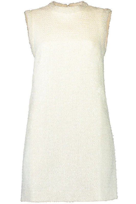 trendy silk dresses & jumpsuits Boucle Pearl Trim Mini Dress