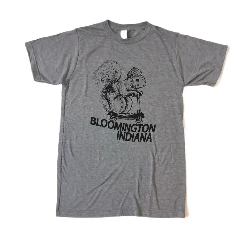 Women’s sweet graphic T-Shirts Bloomington Indiana Squirrel on a Bird T-shirt - Summer Grey