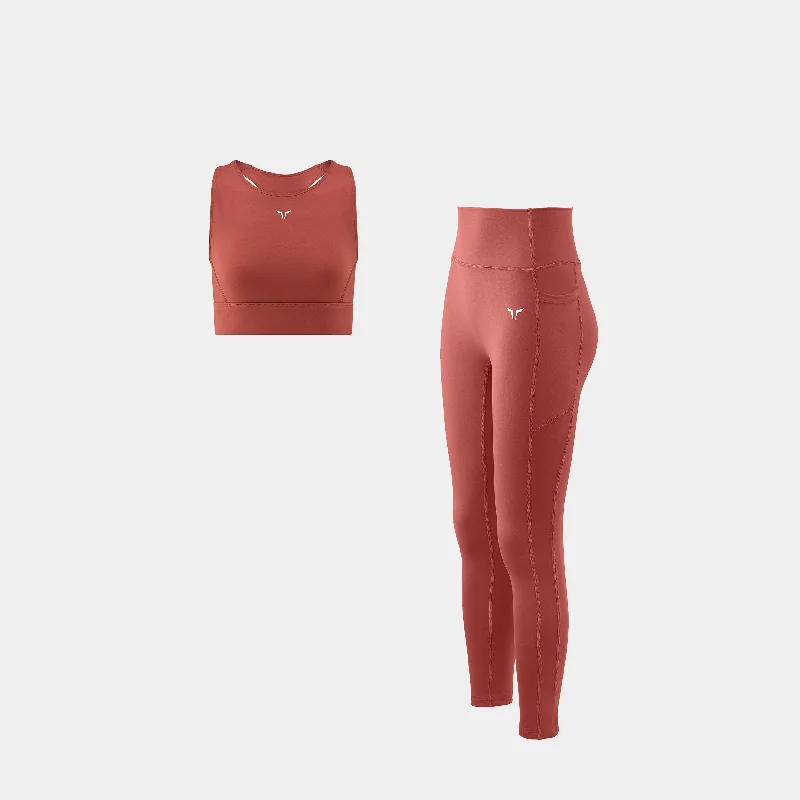 Zip-up leggings for women Dynamic Kit - Marsala