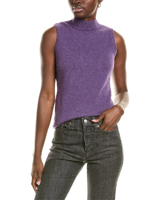 Chunky knit sweaters for women Sofiacashmere Mock Neck Cashmere Tank