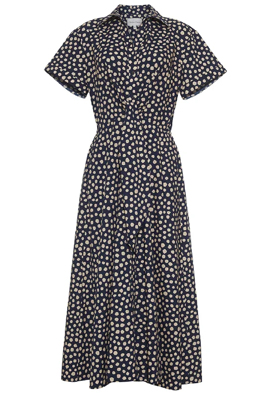 floral wrap jumpsuits & dresses Asbury Dress - Abstract Dot Navy