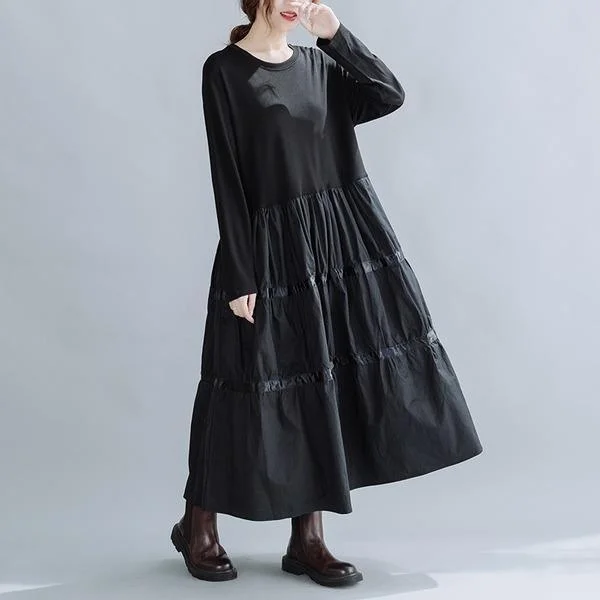 plus size formal dresses & jumpsuits omychic plus size black cotton vintage for women casual loose spring autumn dress