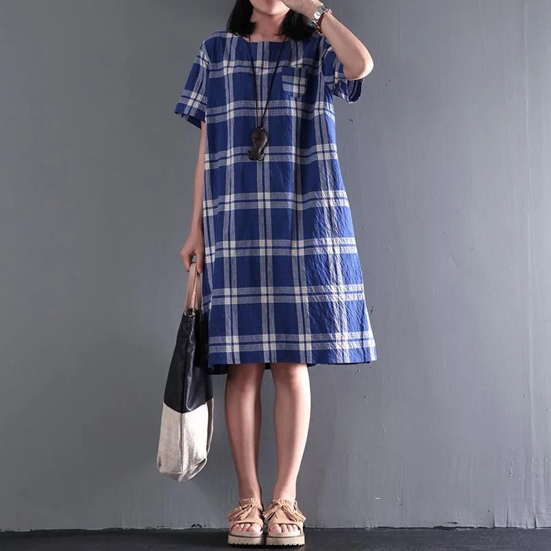 casual dresses & jumpsuits for all occasions New Casual plaid cotton sundress summer shift dresses opens at back