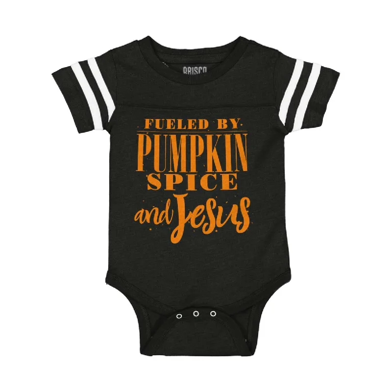 Women’s relaxed fashion T-shirts Fueled by PSLs and Jesus Football Romper Bodysuit