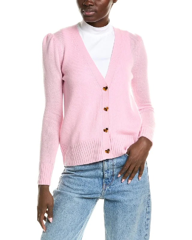 Elegant sweaters for women QUINN Puff Sleeve Wool & Cashmere-Blend Cardigan