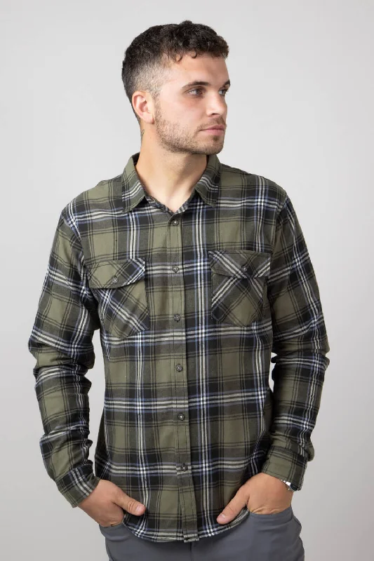 Short casual dresses for women Top 1897 Original Plaid Flannel Shirt for Men in Olive | 6PW5643M-OLIVE