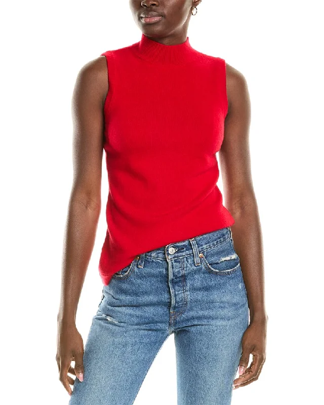 Simple sweaters for women Sofiacashmere Mock Neck Cashmere Tank