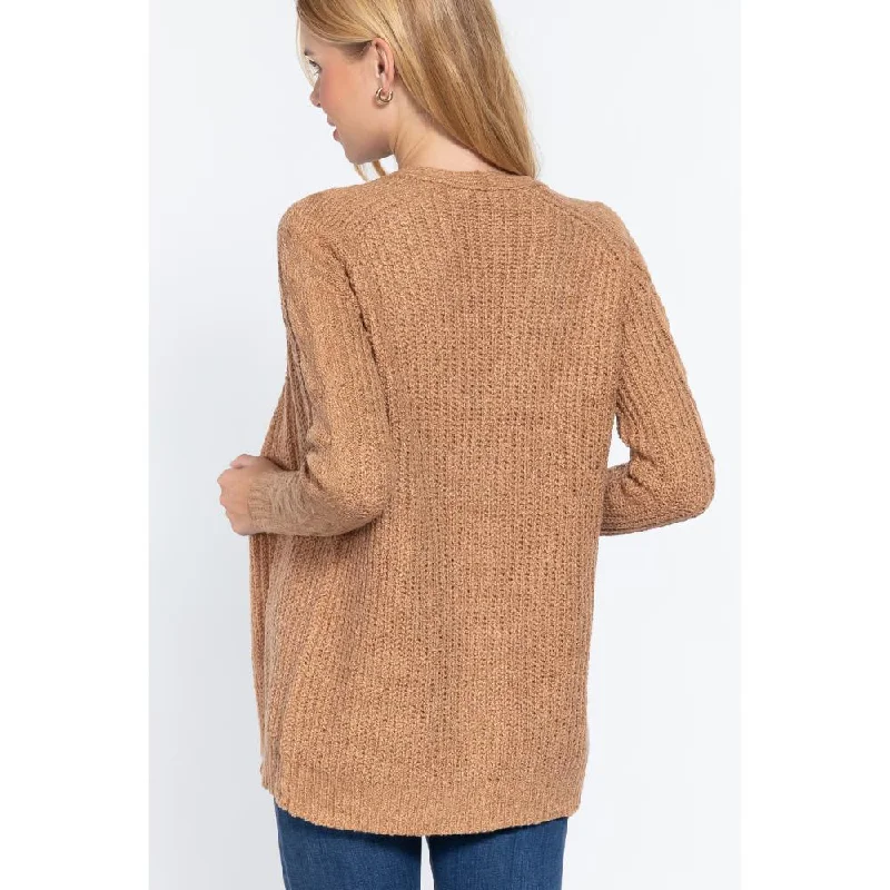 Soft cotton cardigans Long Slv Open Front Sweater Cardigan